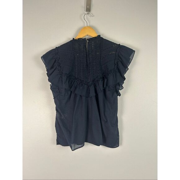 Veronica Beard 'Tamsyn' Ruffle Detail Top Navy - Size 8 - Picture 4 of 9